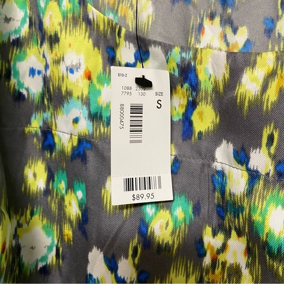 The Limited Camisole Blouse Size S Floral Gray Teal Tye Dye Pattern Silky Layer - Picture 6 of 13